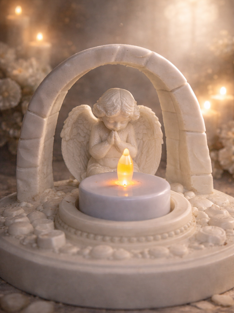 Praying angel tea light